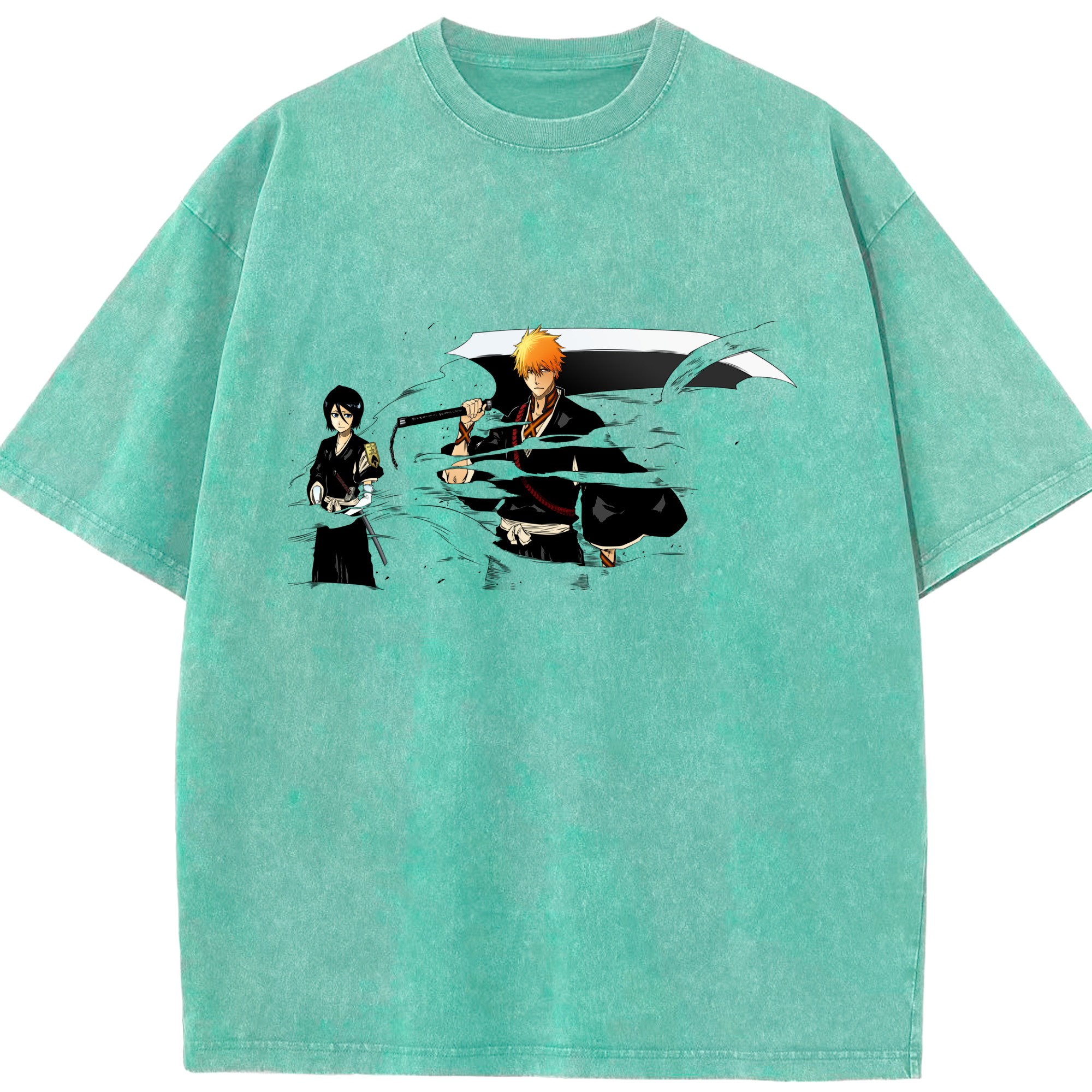 （画像用） ブリーチ 黒崎一護（くろさき いちご）BLEACH Kurosaki Ichigo 綿100% ヴィンテージ風 半袖Tシャツ（フロントプリント）